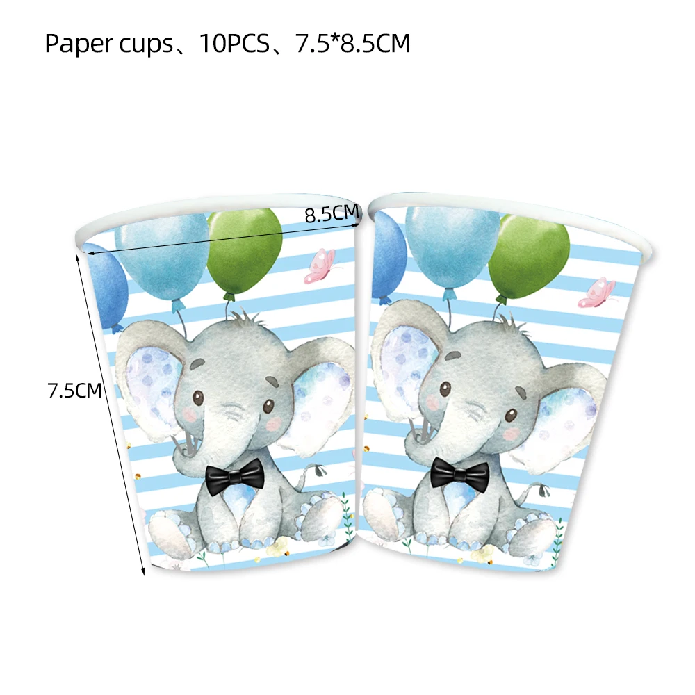 Blue Elephant Birthday Party Supplies Paper Tableware Cups Plates Tablecloth Balloons Baby Shower 1st Birthday Party Decorations