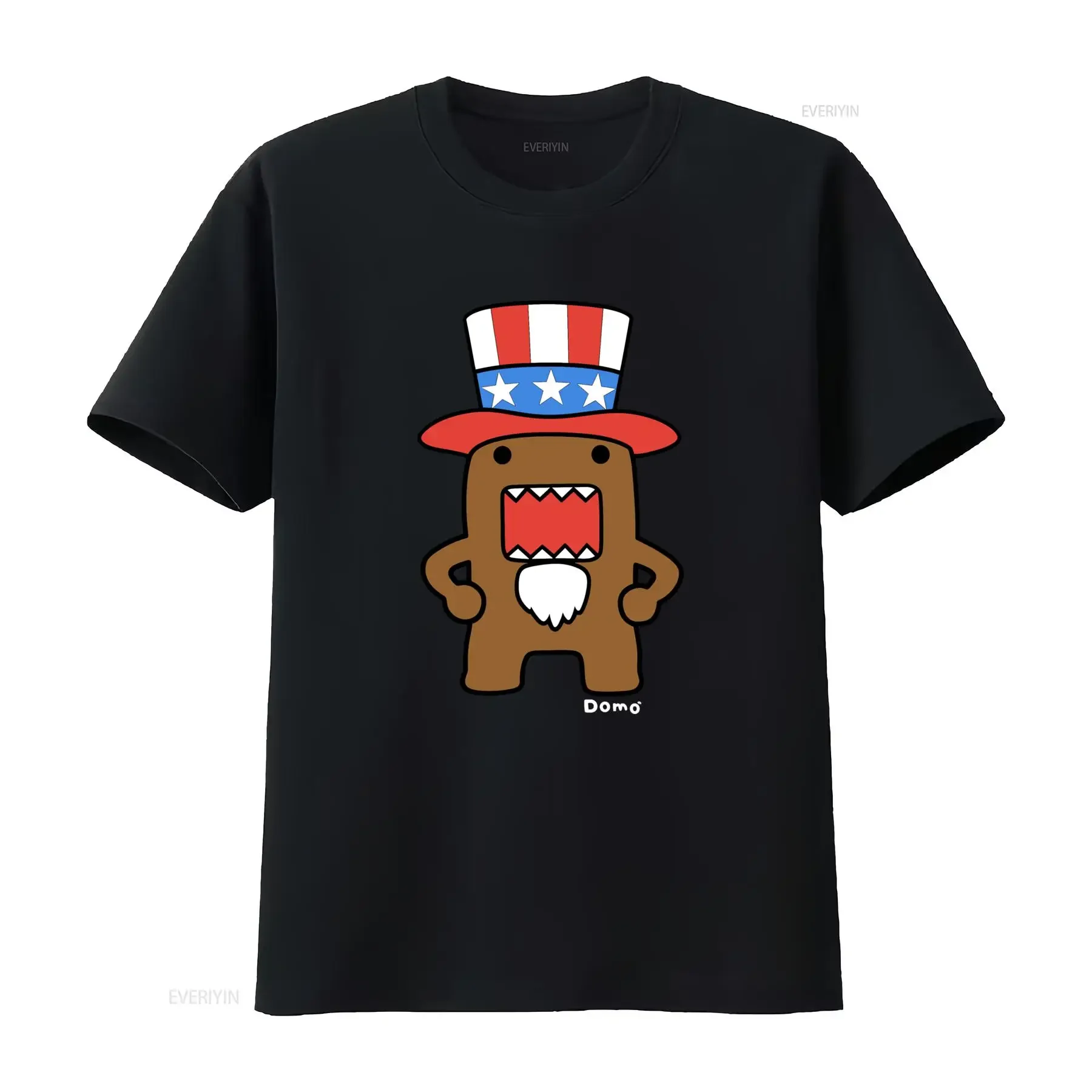 Camiseta Domo Kun con diseño de sombrero azul de Uncle Sam, talla grande NHK, 100% algodón, nueva, estilo vintage, lavada, para hombre