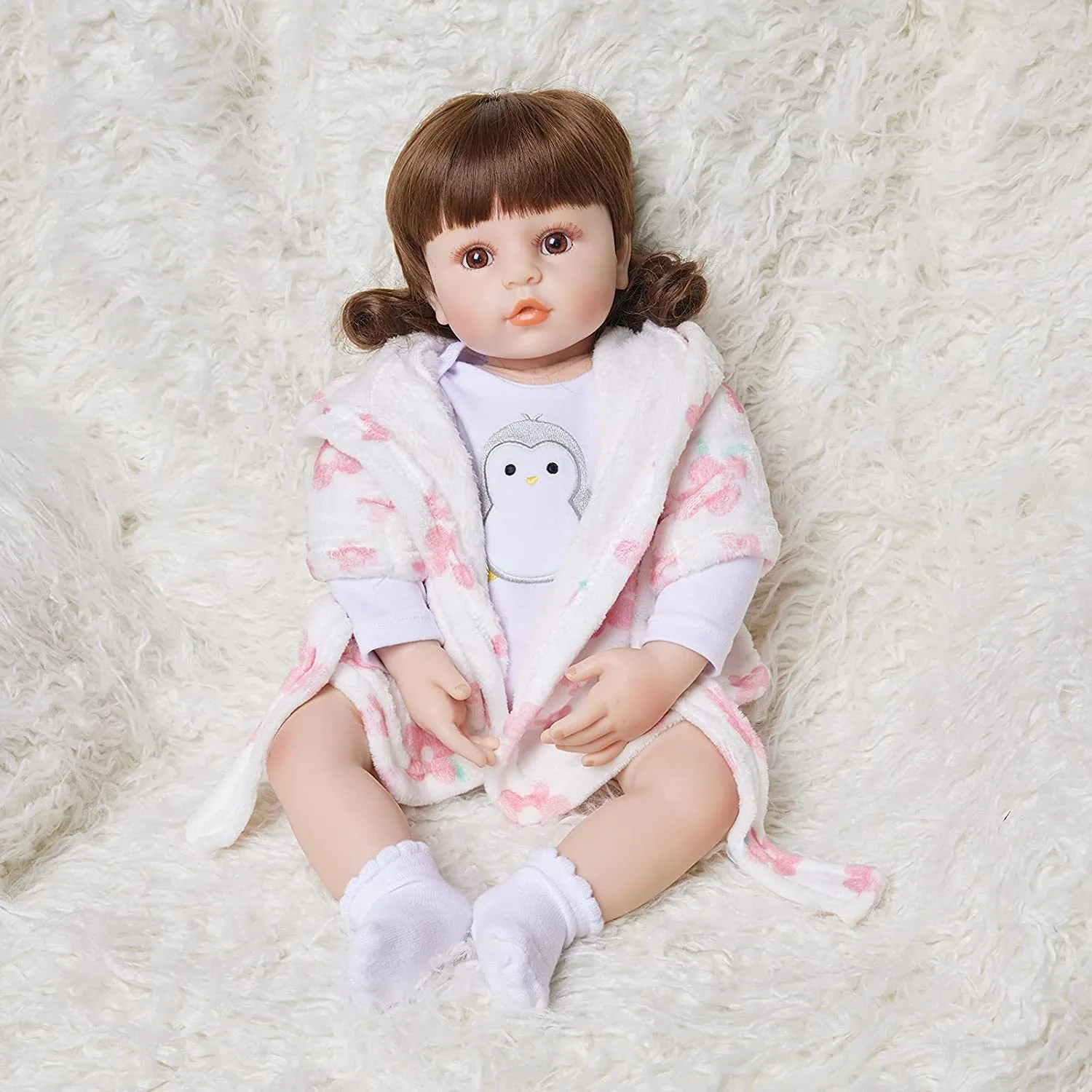 Muñeca Reborn de silicona suave de 22 pulgadas, pelo de Mohair implantado a mano, muñeca de piel pintada a mano, puede tumbarse ZH81012