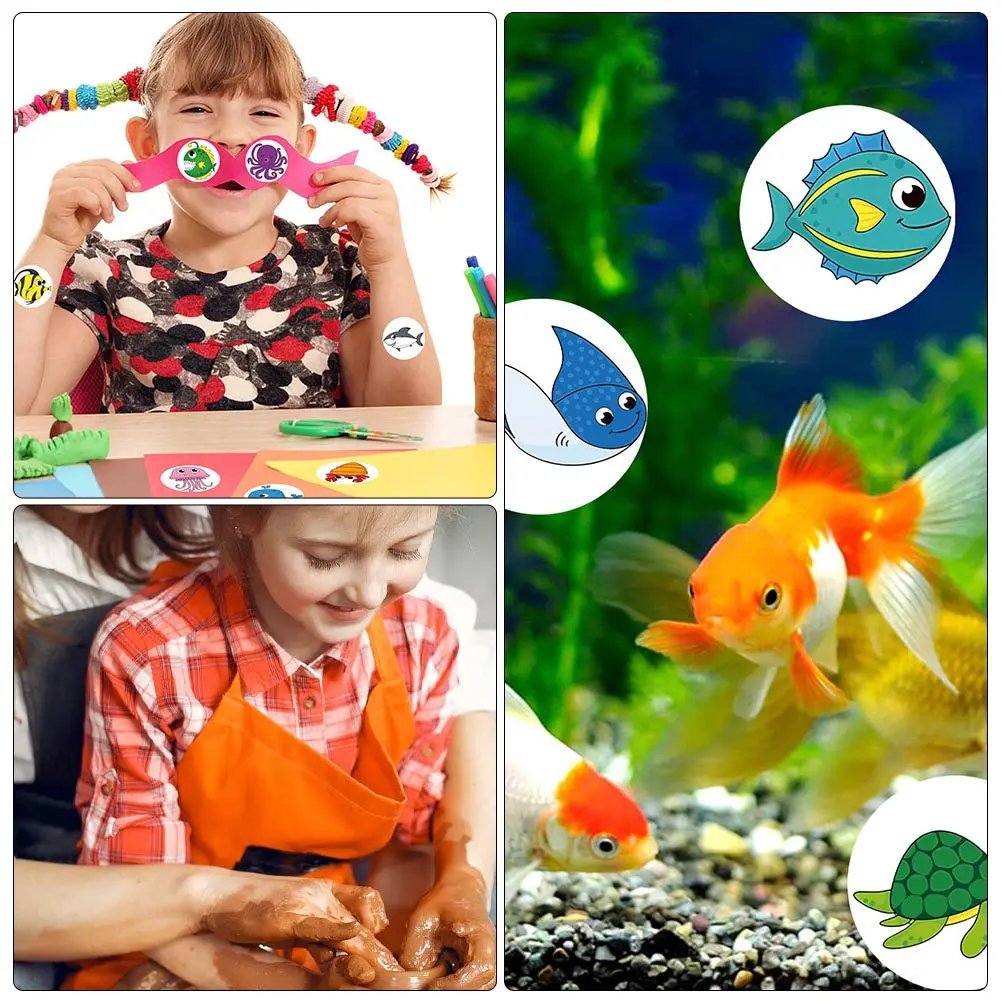 

2 Rolls Marine Animal Stickers Durable Self-Adhesive Sealing Labels Decorative Reward Wrapping Kids Lovely Gift Stickers