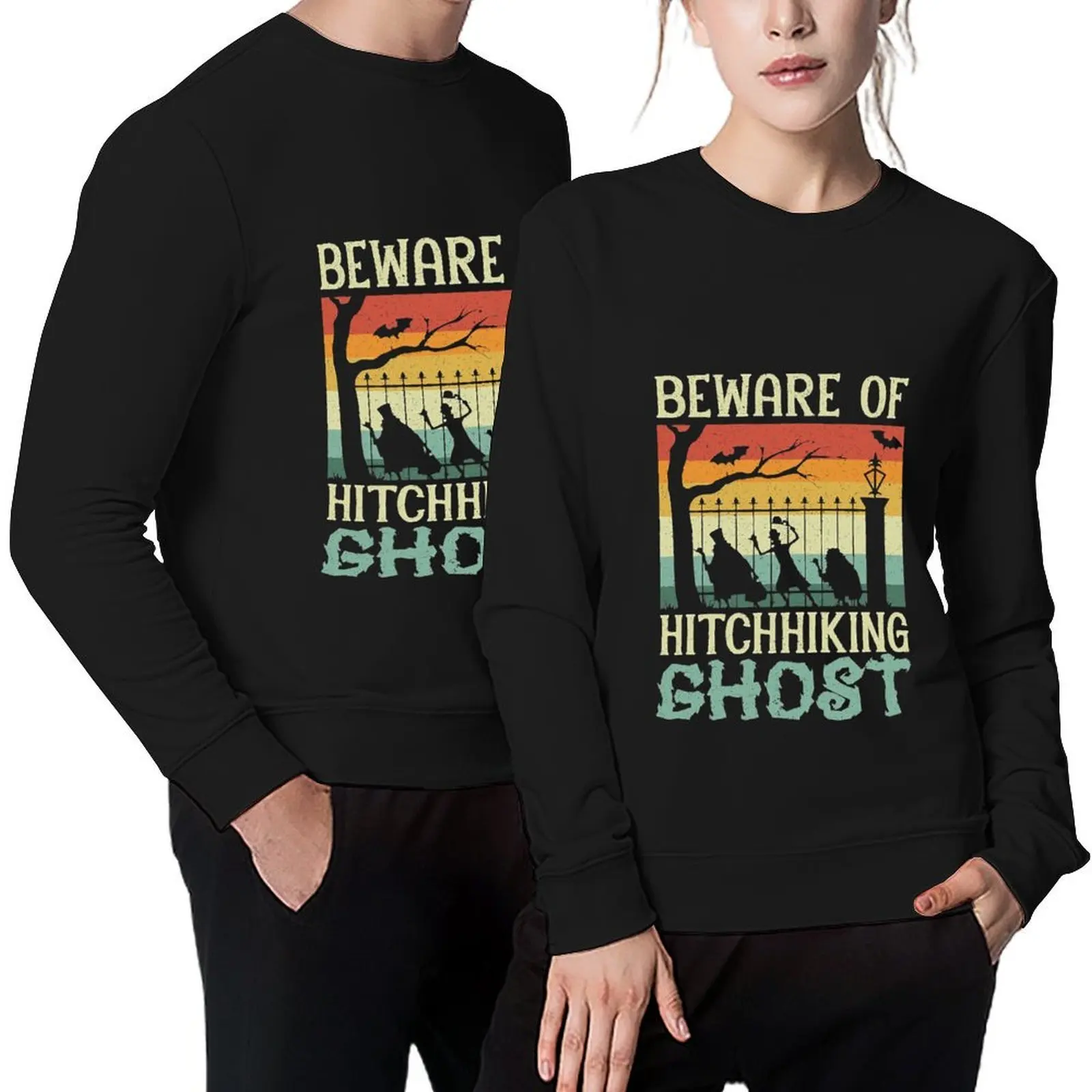 

Mens Womens Beware Of Hitchhiking Ghost Halloween Boys Fans Pullover korean autumn clothes blouse men's sweatshirt