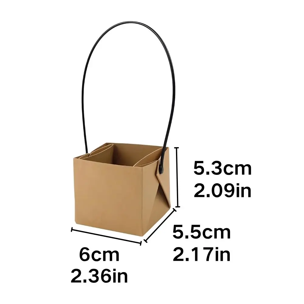 5/20pcs Square Paper Plant Carry Bag Black Handle Succulent Flower Pot Box for Florist Wedding Gift YMY