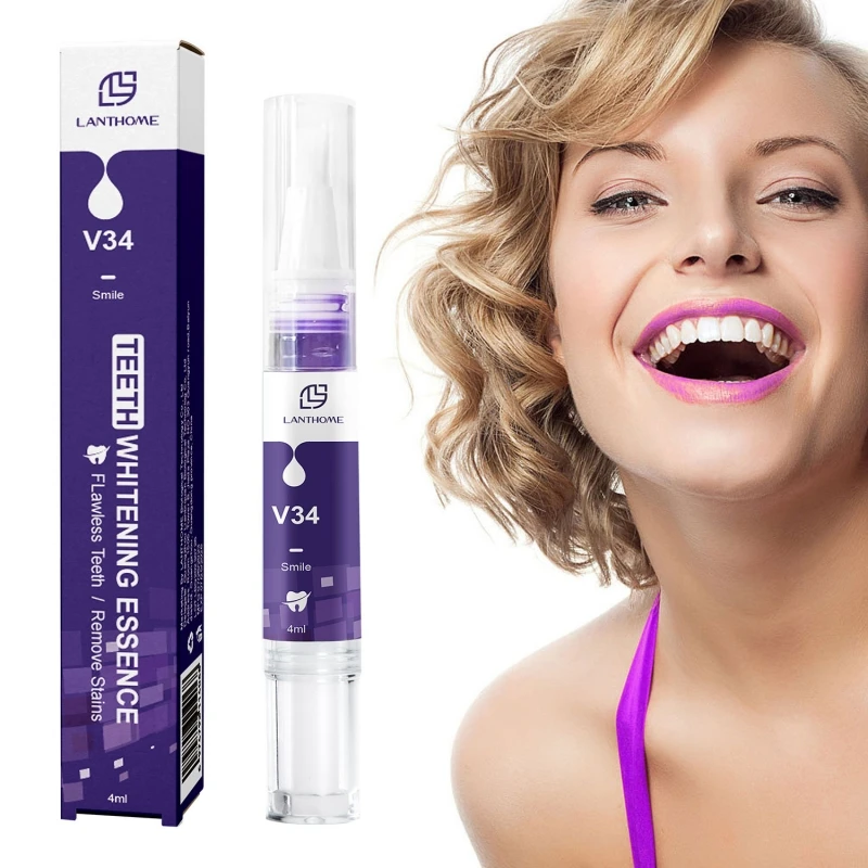 V34 Rotating Teeth Whitening Pen Purple Teeth Lightening Pen Remove Tooth Smoke Tea Plaque Stains Cleaning Dental Oral Hygiene