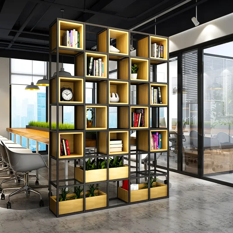 American Office Partition Screen Rack Homestay Office Shelf Hotel Lobby Partition Display Rack