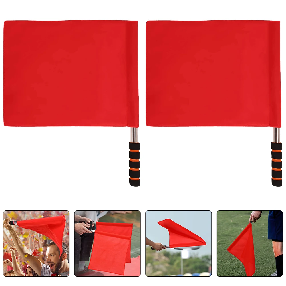 

3pcs Red Match Signal Flags Field Competition Flags Handheld Signal Equipment for Referee Soccer