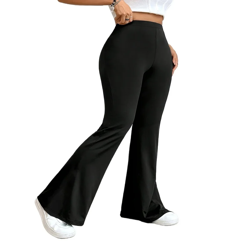 

2026 Plus Size Women Super Comfort Elastic Waist Flare Pants