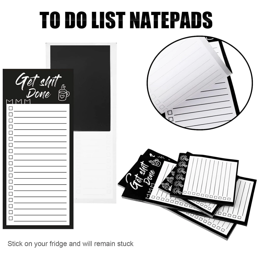 Large Grocery List Pads Funny Memo Notepad Magnet Refrigerator Notepad with 1 Piece Pen Holder Magnetic Pu Leather Marker Pouch