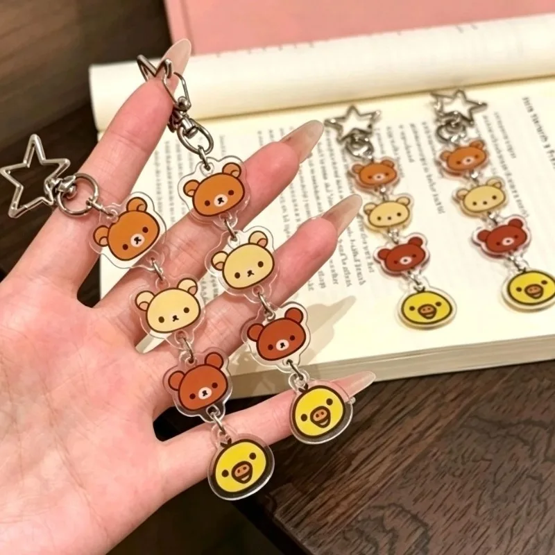 Anime Cartoon Rilakkuma Acrylic Keychain Cute Student Schoolbag Hanging Decoration Car Key Charm Decorative Accessories Toys - view 4