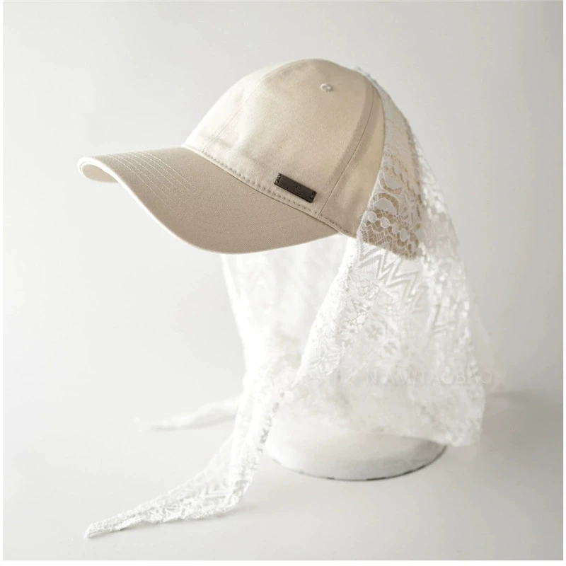 Spring Summer Unique Design Lace Spliced Baseball Cap Women Trendy Versatile Neck Protection Sun Hats
