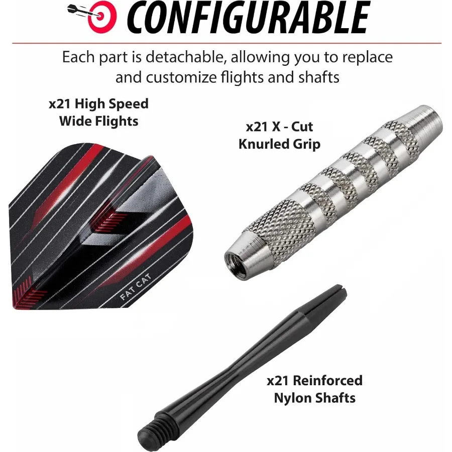 Fat Cat Darts Set in a Jar: Steel Tip Darts with Storage and Travel Container for Home Office or Outdoor Games Ideal for Casual