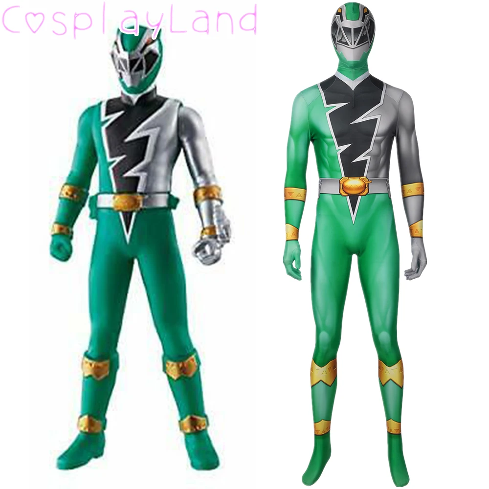 

KISHIRYU SENTAI Ryusoul Green Ranger Косплей Това Костюм Хэллоуин Дино Рейнджер Комбинезон Зеленый Солдат Боди Спандекса