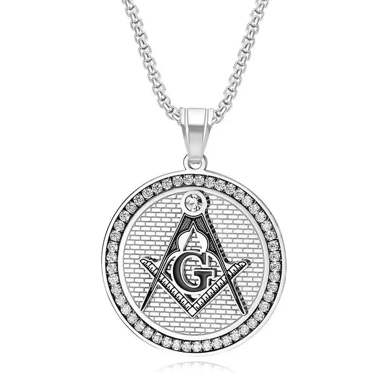 The new religious micro-set zircon Freemasonry AG pendant necklace