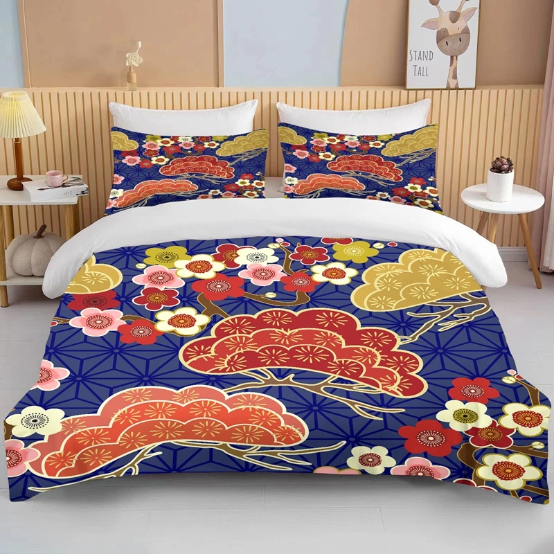 10 Sizes Japanese Kimono Fine Pattern Bedding 3 Piece Set king size double  bedding set microfiber or polyester duvet cover set