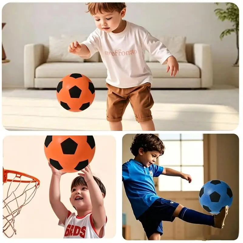 18 cm geräuschloser, federnder Ball aus weichem Schaumstoff, Indoor-Basketball, geräuschloses Spielzeug für Kleinkinder, Babys, Heimunterhaltung – Detail 4