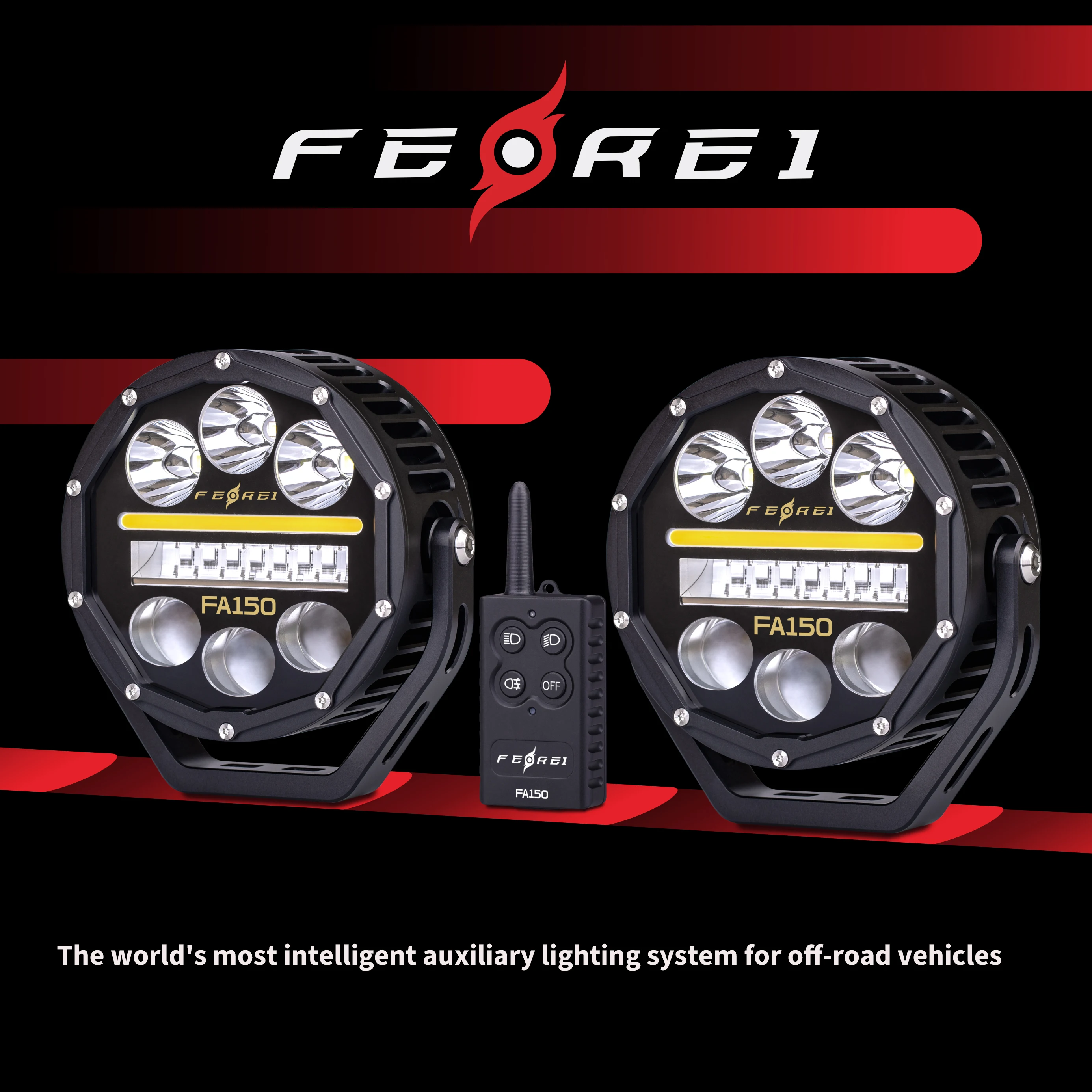 FA150 32000 Lumens D2R 410W LED Headlamp Fog Light for Cars/Trucks Yellow/White Flash Aluminum Universal Fitment