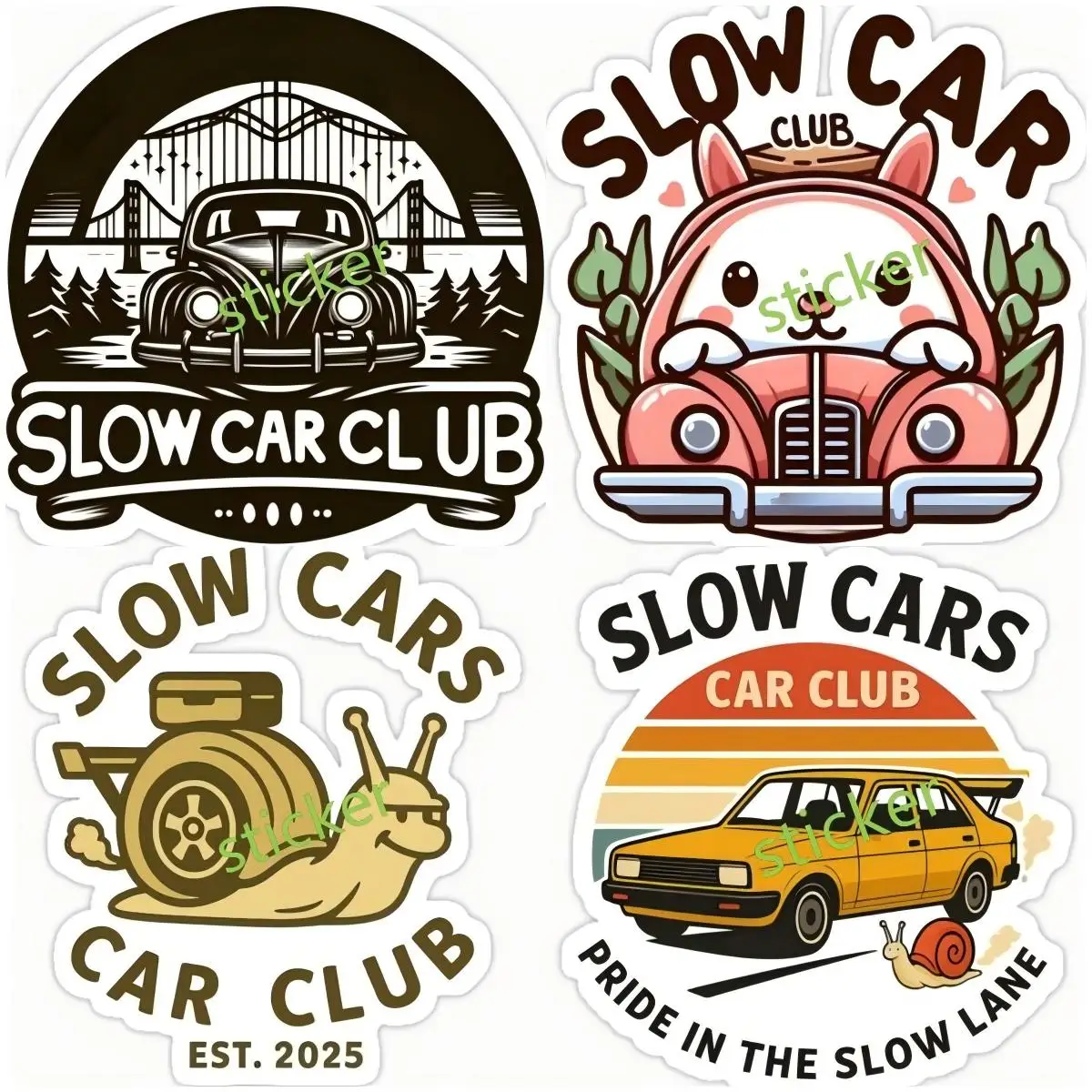 

Car Slap - Slow Car Club Personality Scratch-Proof Car Stickers Japanese Style Beatiful Windshield Decals Car Assessoires