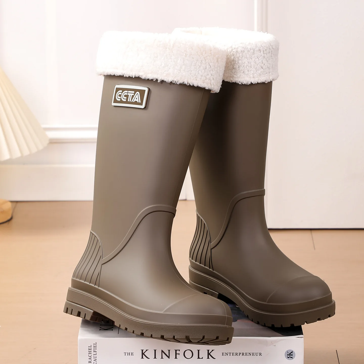 

Trendy New Fashionable Rain Boots Women Waterproof and Non-slip Rubber Shoes High Tube Comfortable and Wear-resistant Rain Boots