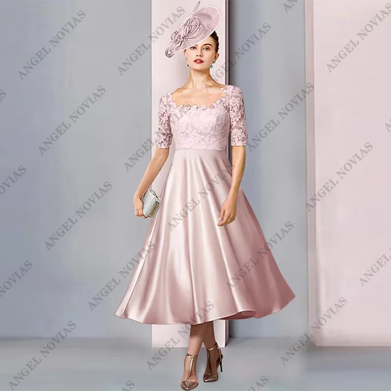 Customized Two Piece Tea Length A-Line Mother of the Bride Dress with Jacket Wedding Guest Elegant Vestidos De Festa