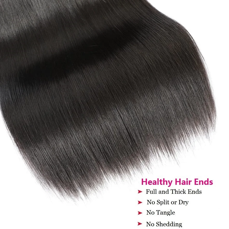 Extensiones de cabello liso brasileño, mechones de cabello humano liso de Color Natural, 8-28 pulgadas