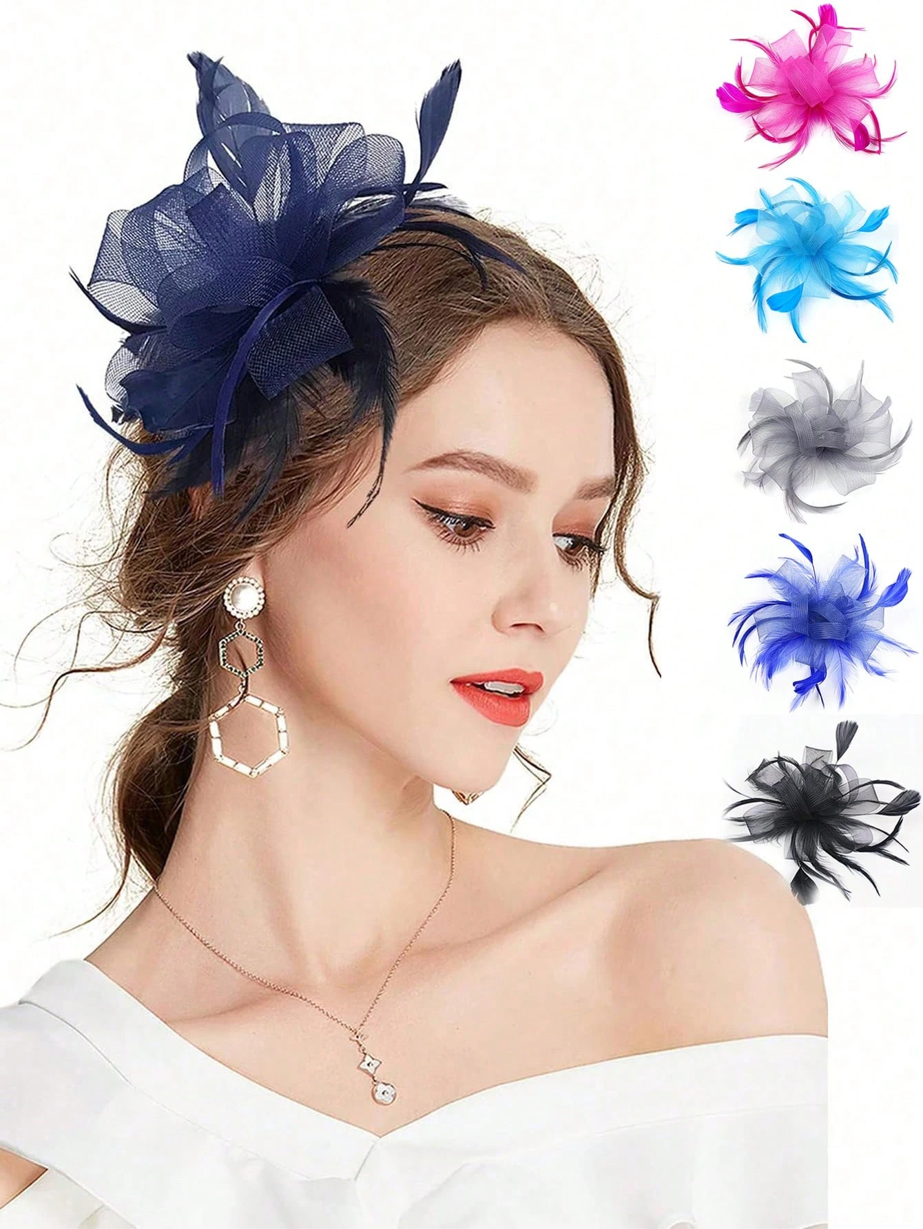 Simple floral mesh hair accessory clip, vintage top hat, performance party headwear