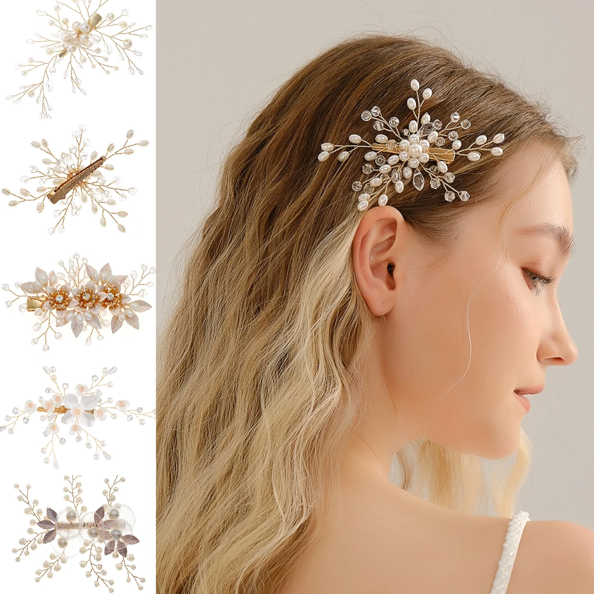 Fashion Pearls Wedding Hair Jewelry Access Alloy Art Elegant Bride Crystal Hairpin Wedding Party Jewelry Beauty Hair Accessories image 2