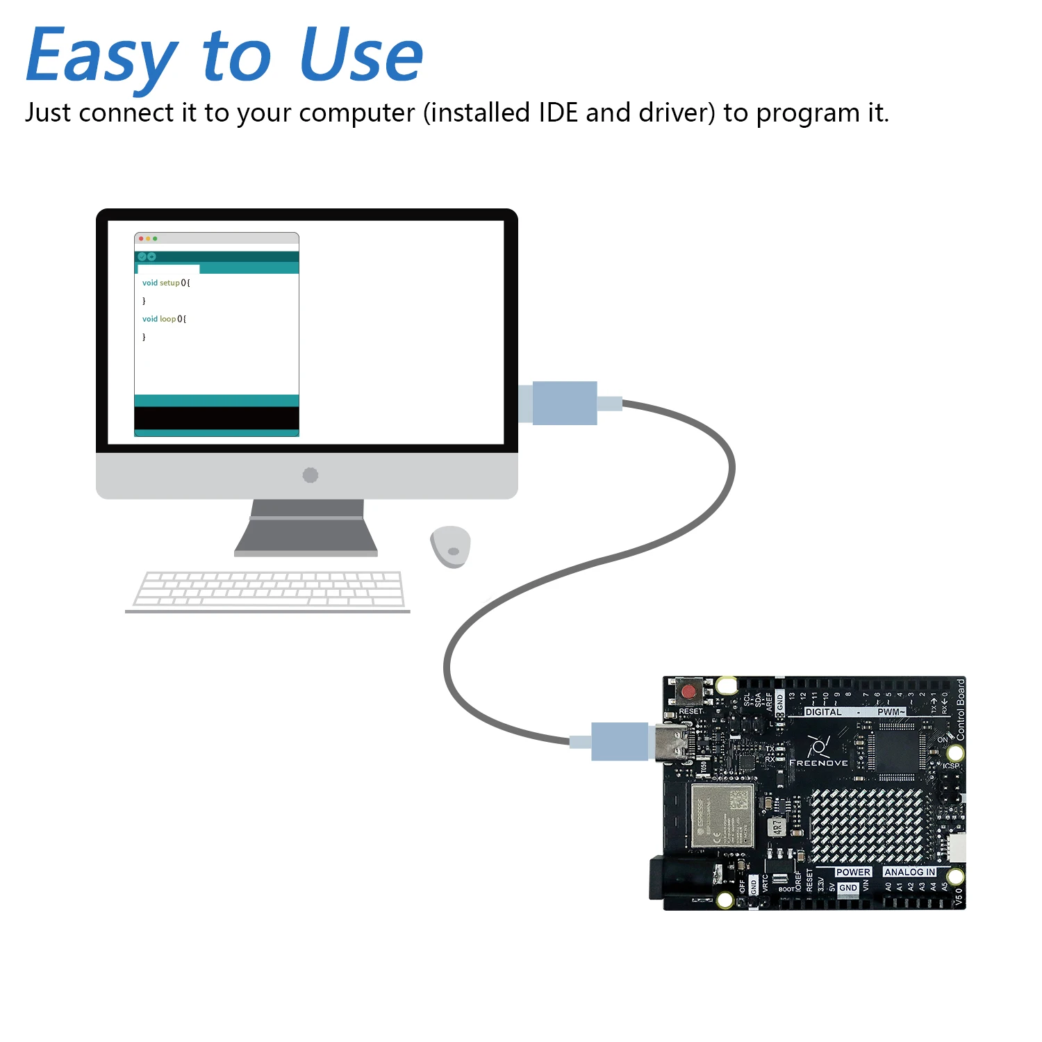 Freenove Control Board V5 for Arduino UNO R4 WiFi Mini, Arm Cortex-M4, Onboard ESP32-S3, LED matrix, USB-C, Tutorial Code