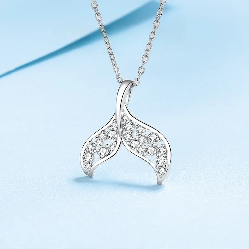 Nice Platinum Pt950 Mermaid Necklace for Women Sparkly D Color Vvs Moissanite Diamond Pendant Collarbone Chain Ins Poplur Style