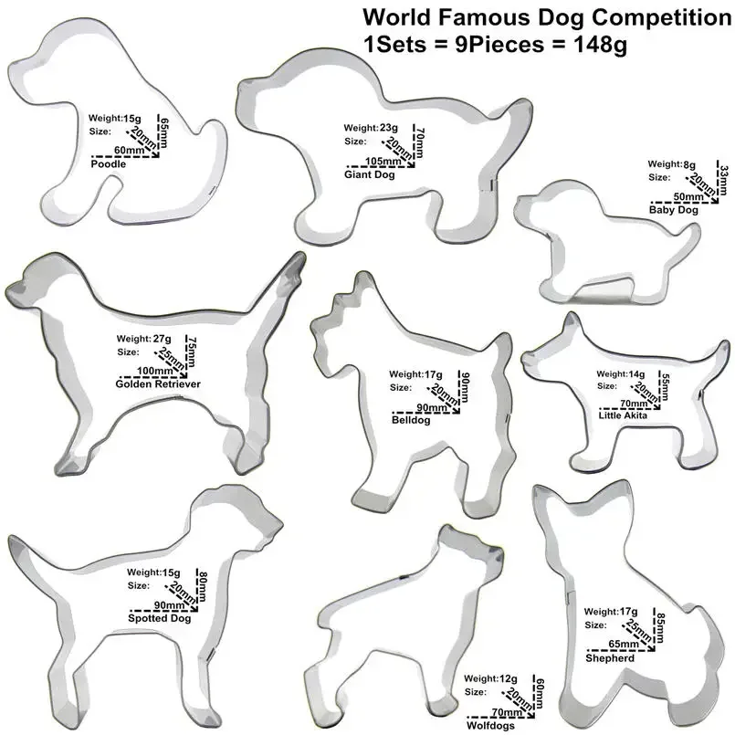 A Variety Of Different Breeds Of Pet Dogs Shape Cake Decorating Tools,World Famous Dog,stainless Steel Cookie Baking Molds