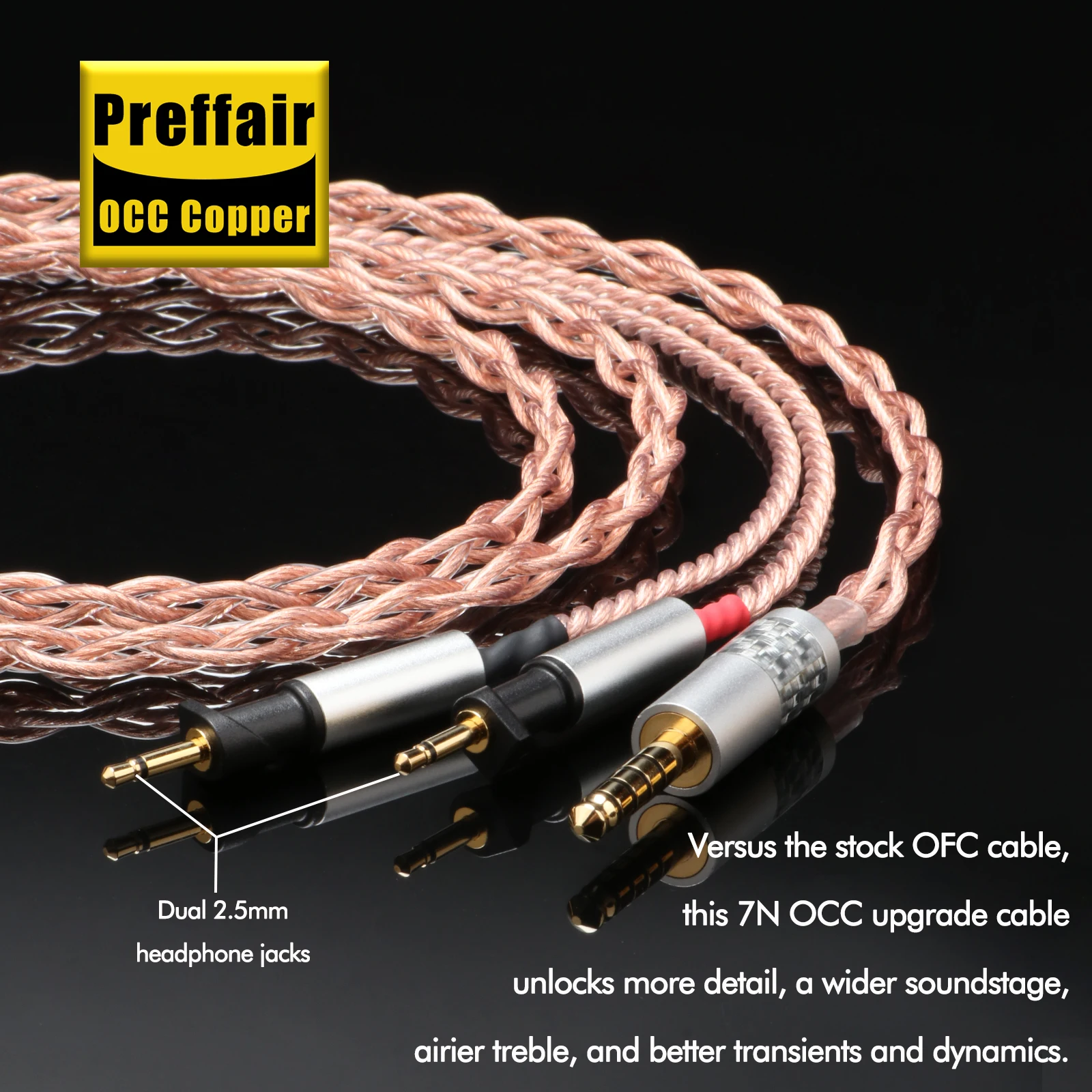 Preffair Earphone Upgrade Replacement Cable E547/E544 4 Cores OCC Copper Conductor for Abyss Diana V2 Phi TC/ X1226lite