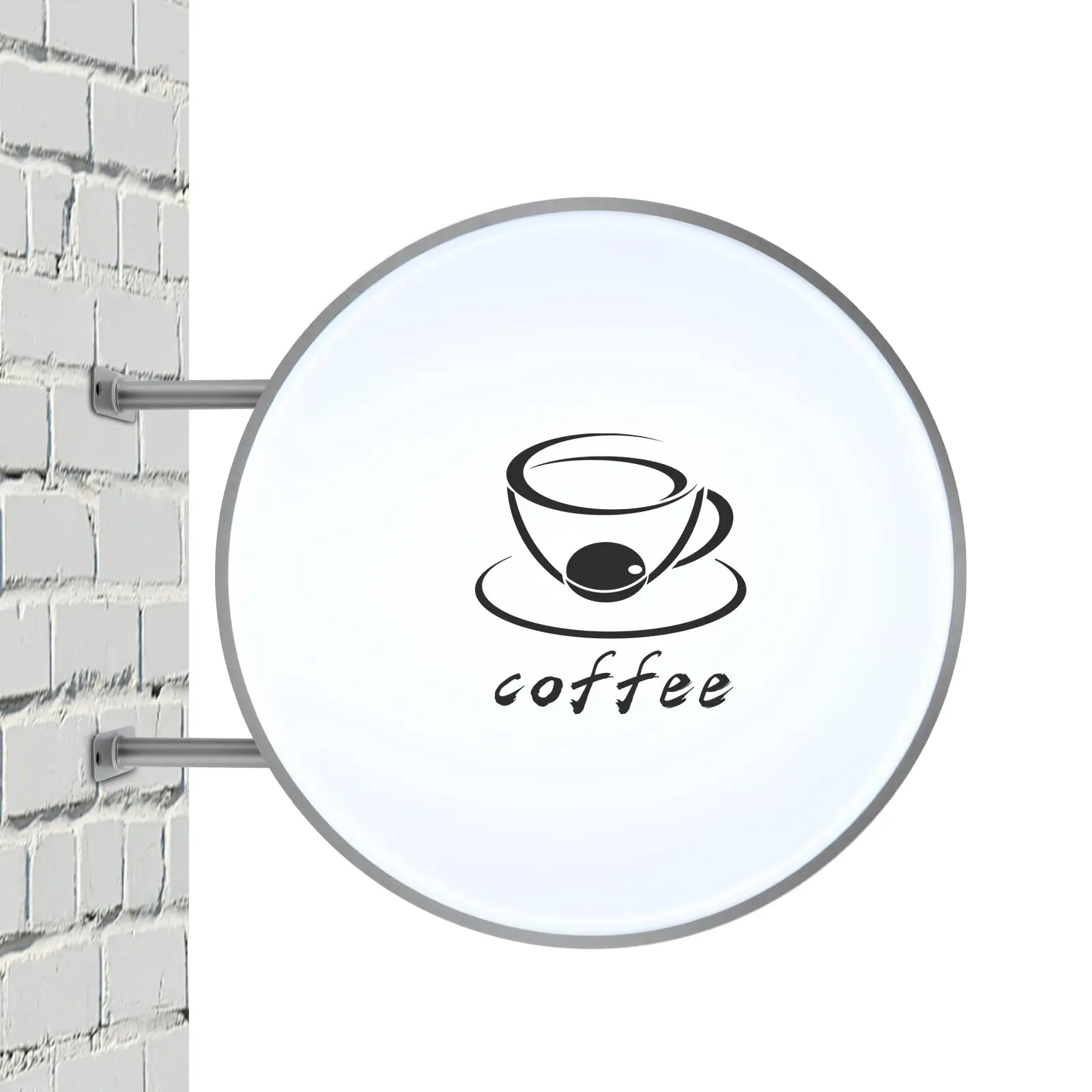 24'' LED Light Box Store Sign, Waterproof Round Light with 3.94ft Power Cord & 2 * 4 Inch Long Brackets, Outdoor