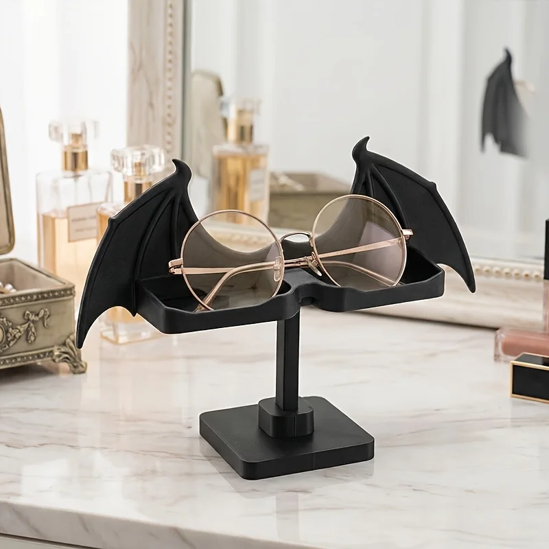 Creative Bat-Wing Glasses Stand, Unique Desktop Devil Ornament, Punk-Style Fashion Glasses Display Stand, Cool Storage Solution