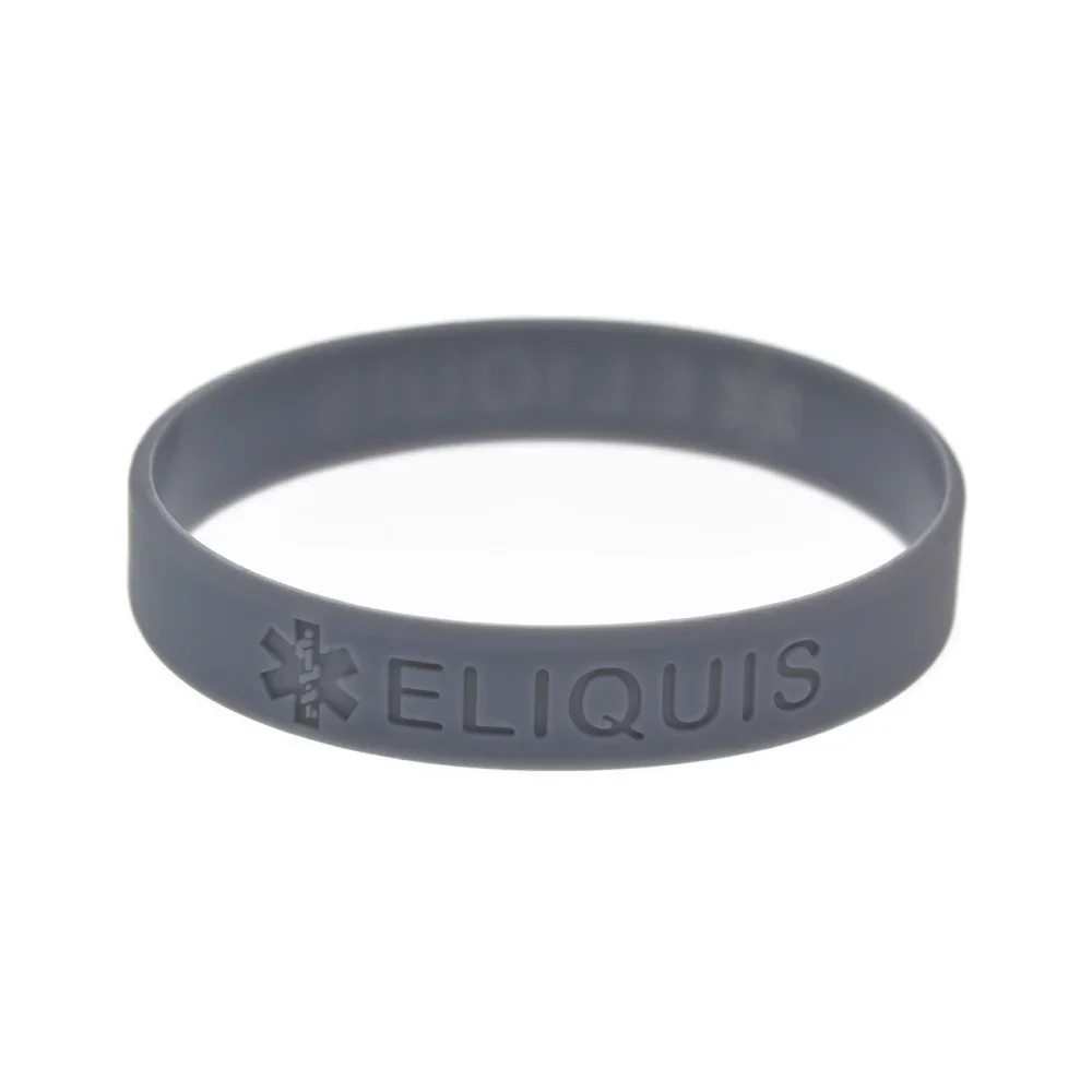 50 Stück Eliquis Silikon-Armband, medizinisches Warnarmband für Unisex, Patientensicherheits-Erinnerungsband – Detail 6