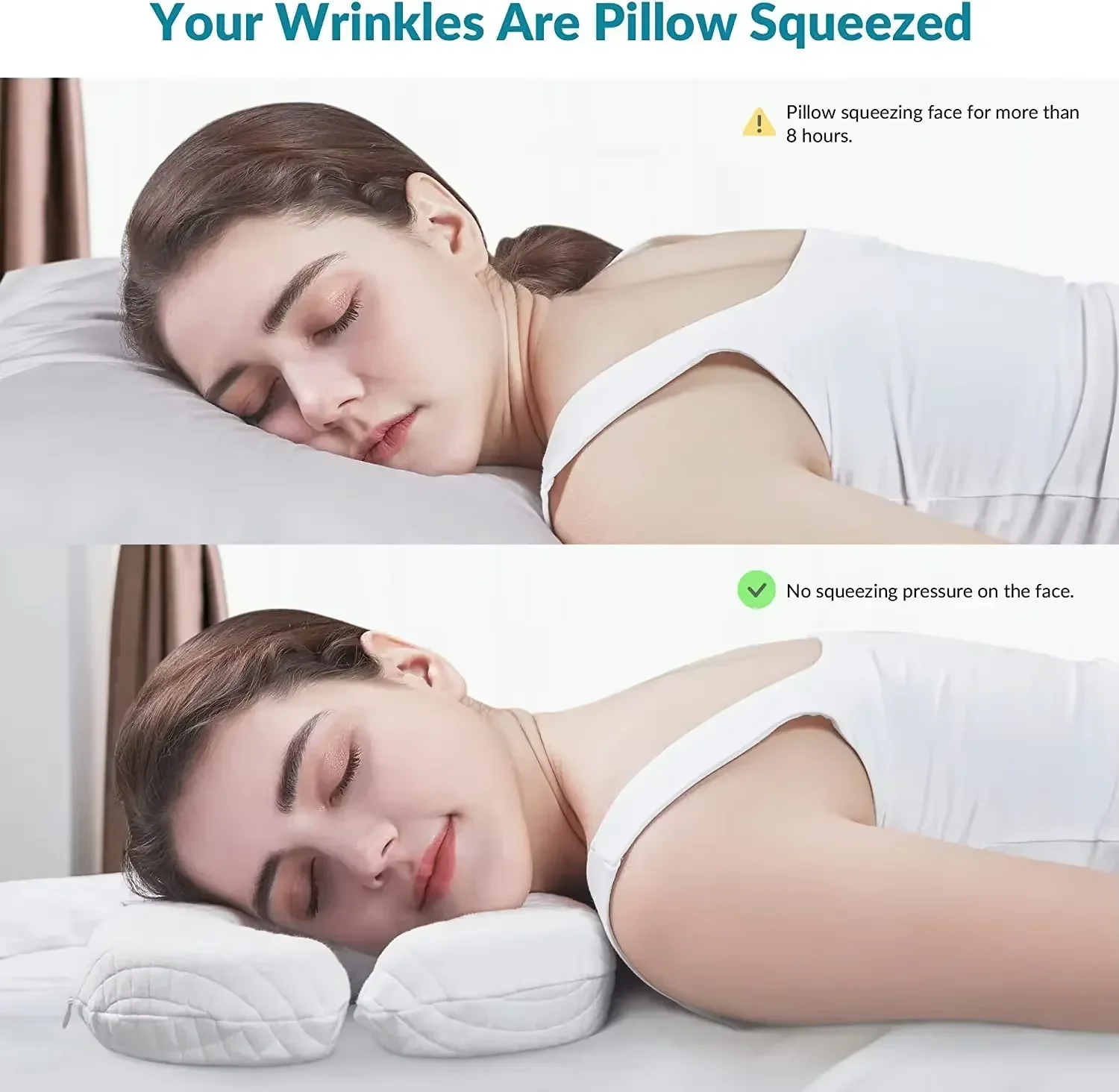 Side Sleeping Pillows for Ear Protection Memory Foam Face Relaxed Wrinkle Prevention Anti Aging Anti Wrinkle Beauty Bed Pillow