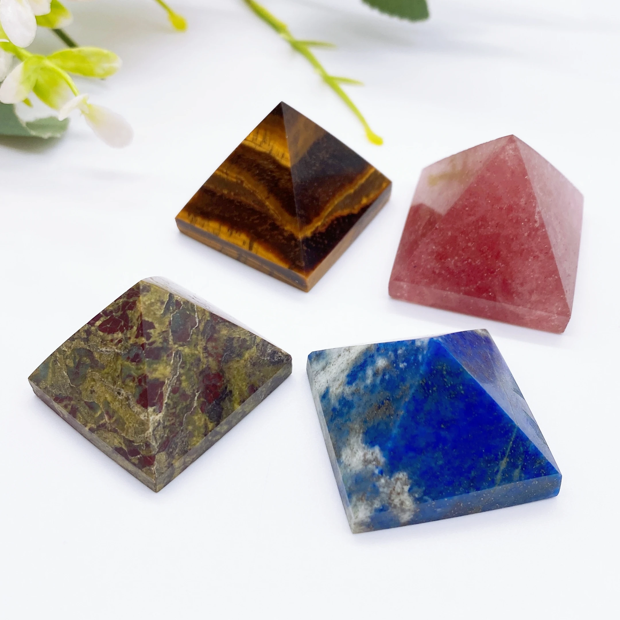 30MM occhio di tigre naturale lapislazzuli pietra Fluorite ossidiana piramide cristallo Chakra Point Tower Witch Energy Healing Home Garden Decor