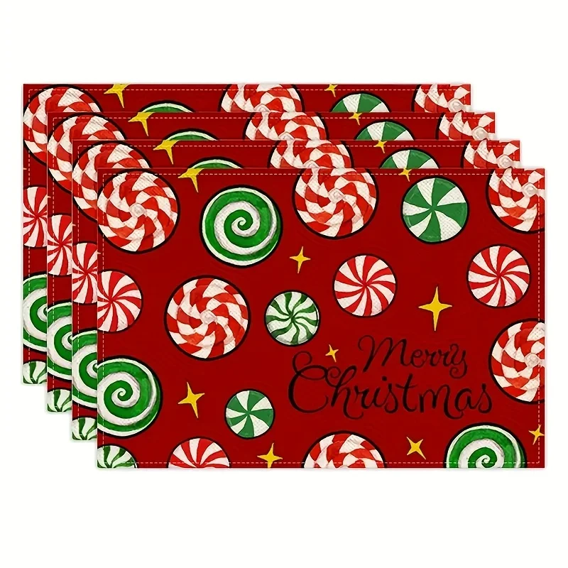 Red Snowflake Printed Placemats Table Decor Support Kitchen Daily Meals Dining Room Xmas Feasts Family Dinners Home Decor