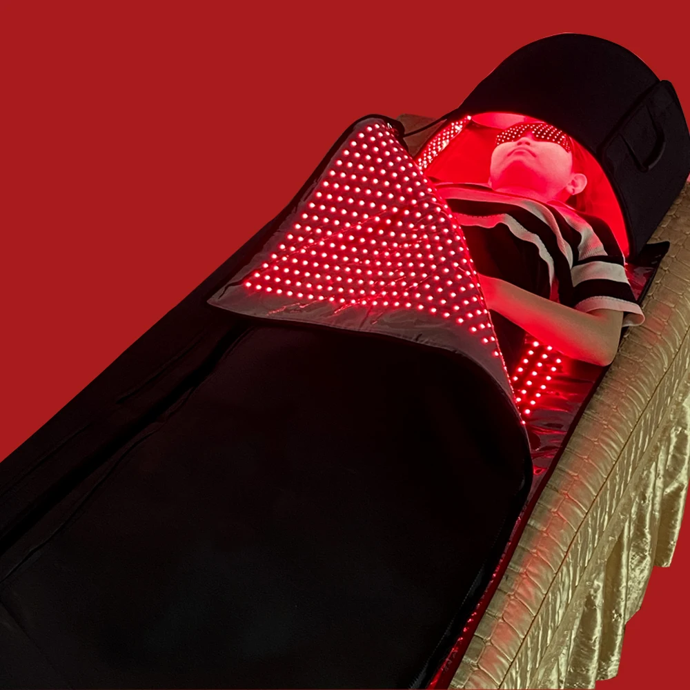 

660 и 850 нм светодиодная терапевтическая стручка для домашнего использования, облегчение боли, жесткость, расслабляющий спальный мешок для терапии красным светом и маской для лица