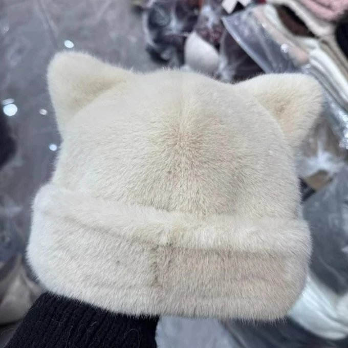 جديد ريترو لطيف القط الأذن أفخم القبعات الشتاء الباردة برهان سميكة الدافئة هود بسيط بلون المألوف الباردة الدافئة قبعات حماية الأذن