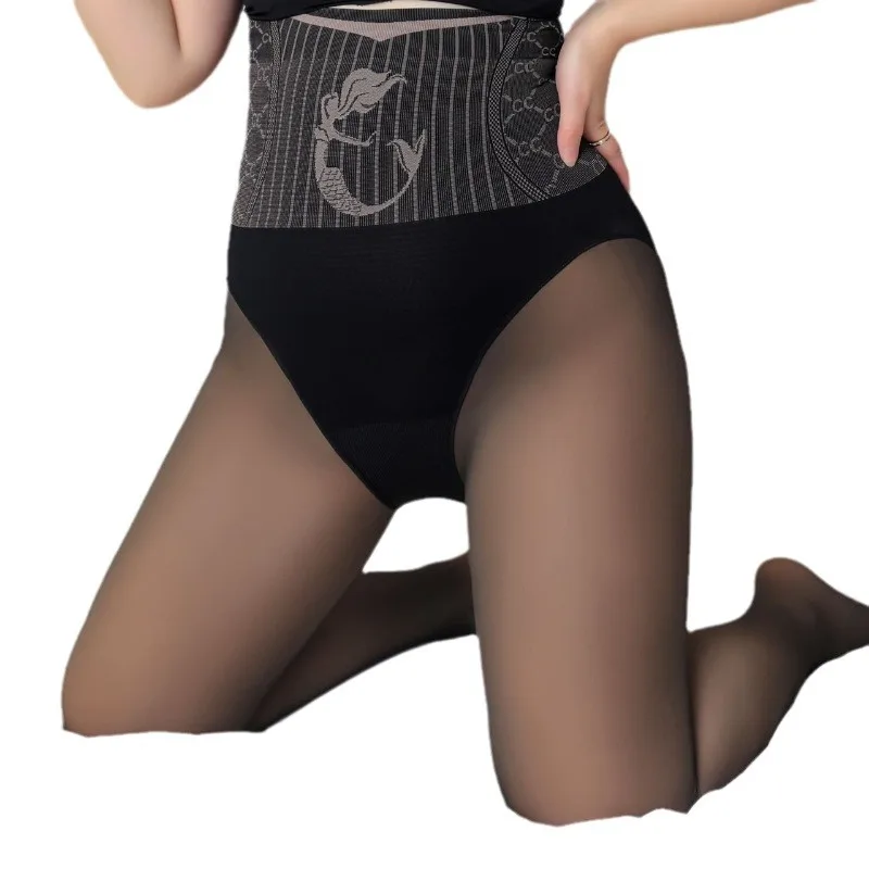 الحرير الأسود حجم كبير المرأة الربيع صالح 50-110 كجم الصيف رقيقة وهمية شفافة المياه لامعة جوارب عالية الخصر LeggingsTights #4