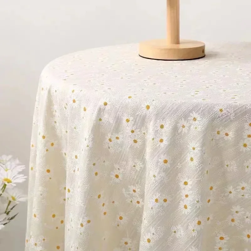 

Daisy Cotton Hemp Decorative Table Cloth French Japanese Small Fresh Rural Fragmented Tea Table Cloth Table Cloth F6E3864