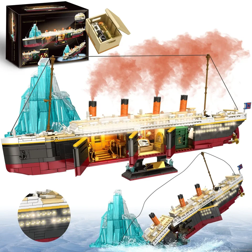 タイタニックセット MOC 2288PCS Modelo Titanic, Conjunto Criativo de Navio de Cruzeiro
