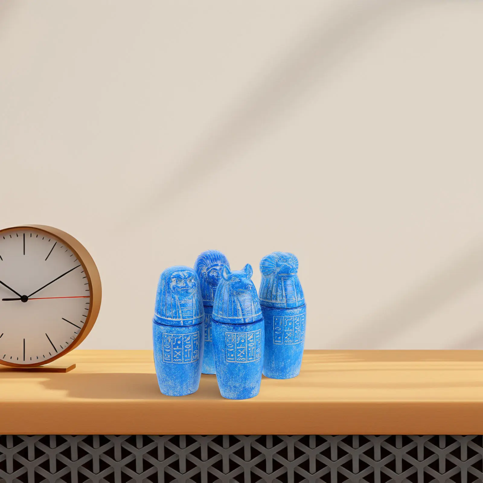 

4Pcs Ancient Egyptian Canopic Jars Decorative Artifact Sons of Horus Sculpture Set Pyramid Souvenir for Collector Home
