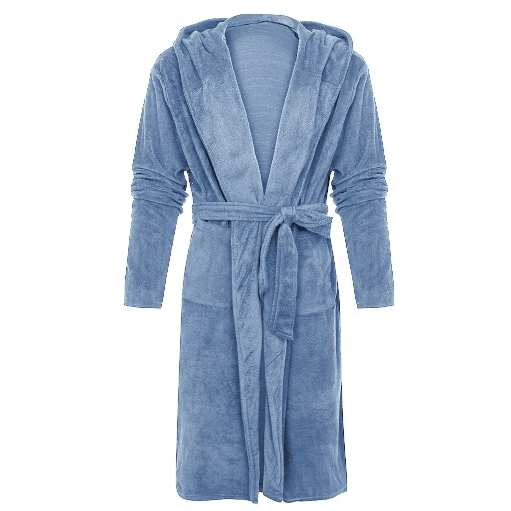 Women Winter Flannel Robe Plush Lengthened Shawl Bathrobe Home Clothes Long Plush Pajamas Thicken Warm Fleece Hooded Sleepwear