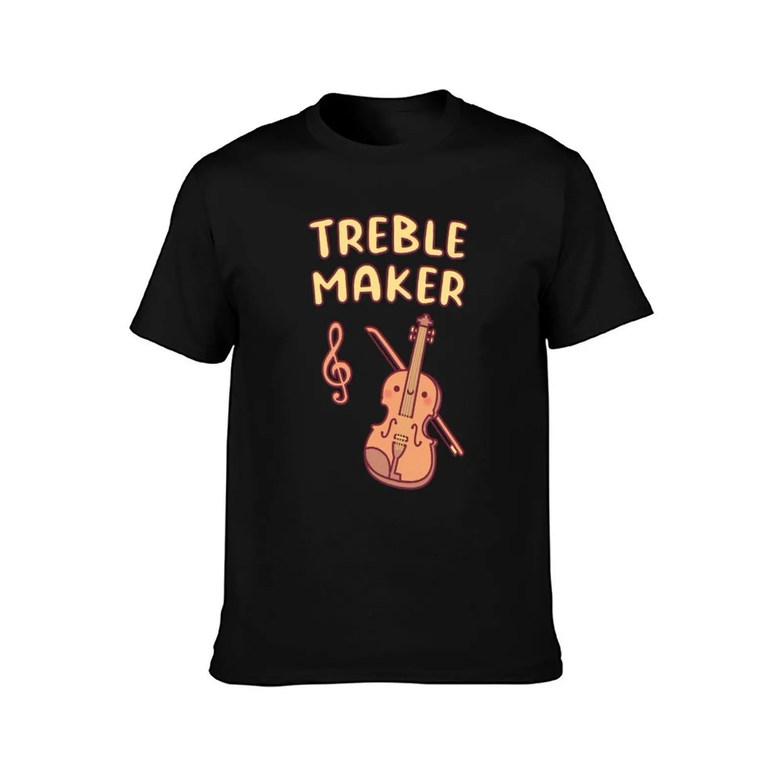 Cute Violin, Treble Maker Music Pun T-Shirt Basic Breathable Solid Color T-Shirt
