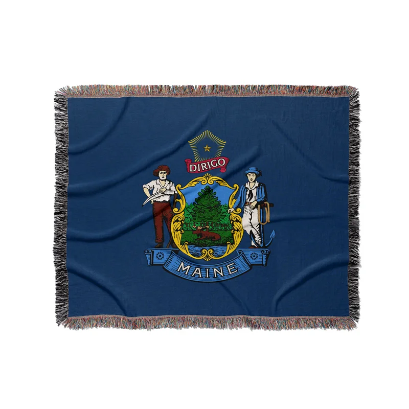 Gaslight Gatekeep Girlboss Maine United States of America Jacquard Fringed Woven Throw Blanket