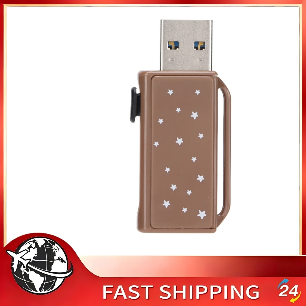 64GB Flash Disk Portable Tea Brown Palstic Push Pull Thumb Memory Stick for Information Storage Data Gift Memory Stick
