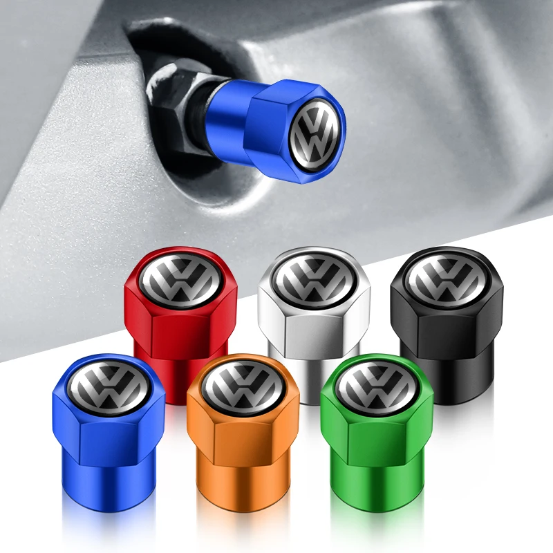 4pc Car Logo Wheel Tyre Valve Stem Caps Dust Accessories Car Styling For VW Golf 5 7 Passat B5 B6 Polo GTI Scirocco Jetta Beetle