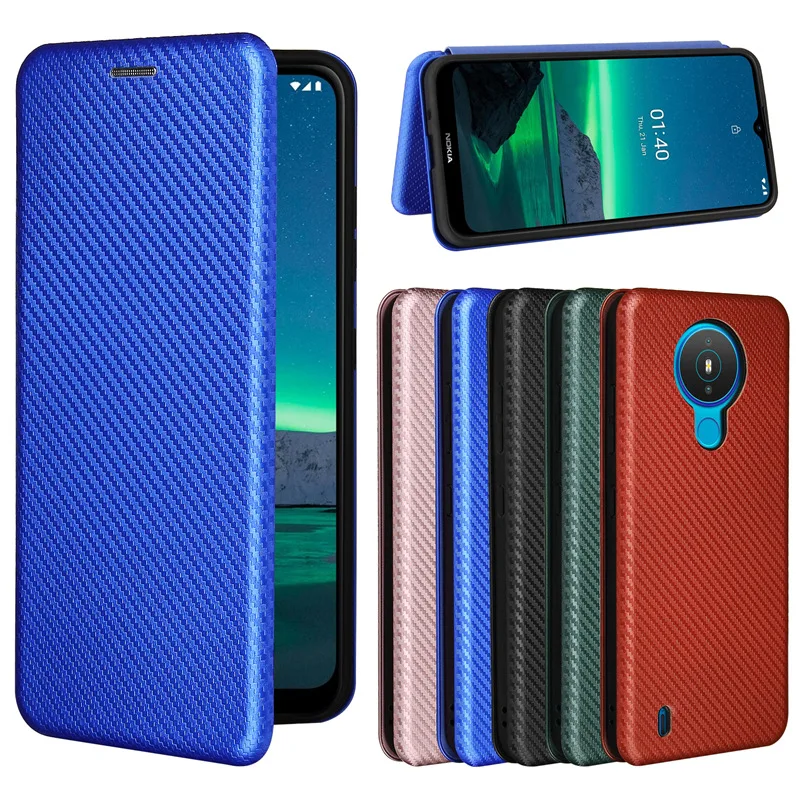 

Чехол для Nokia 1,4, роскошный флип-чехол из углеродного волокна, защитный чехол с магнитной адсорбцией, сумки для телефонов, Capa Funda coque