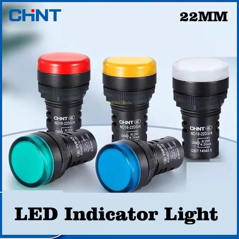 10PCS Chint LED Signal Light Indicator ND16-22D Yellow Green Red 220V 380V 24V 12V AD16