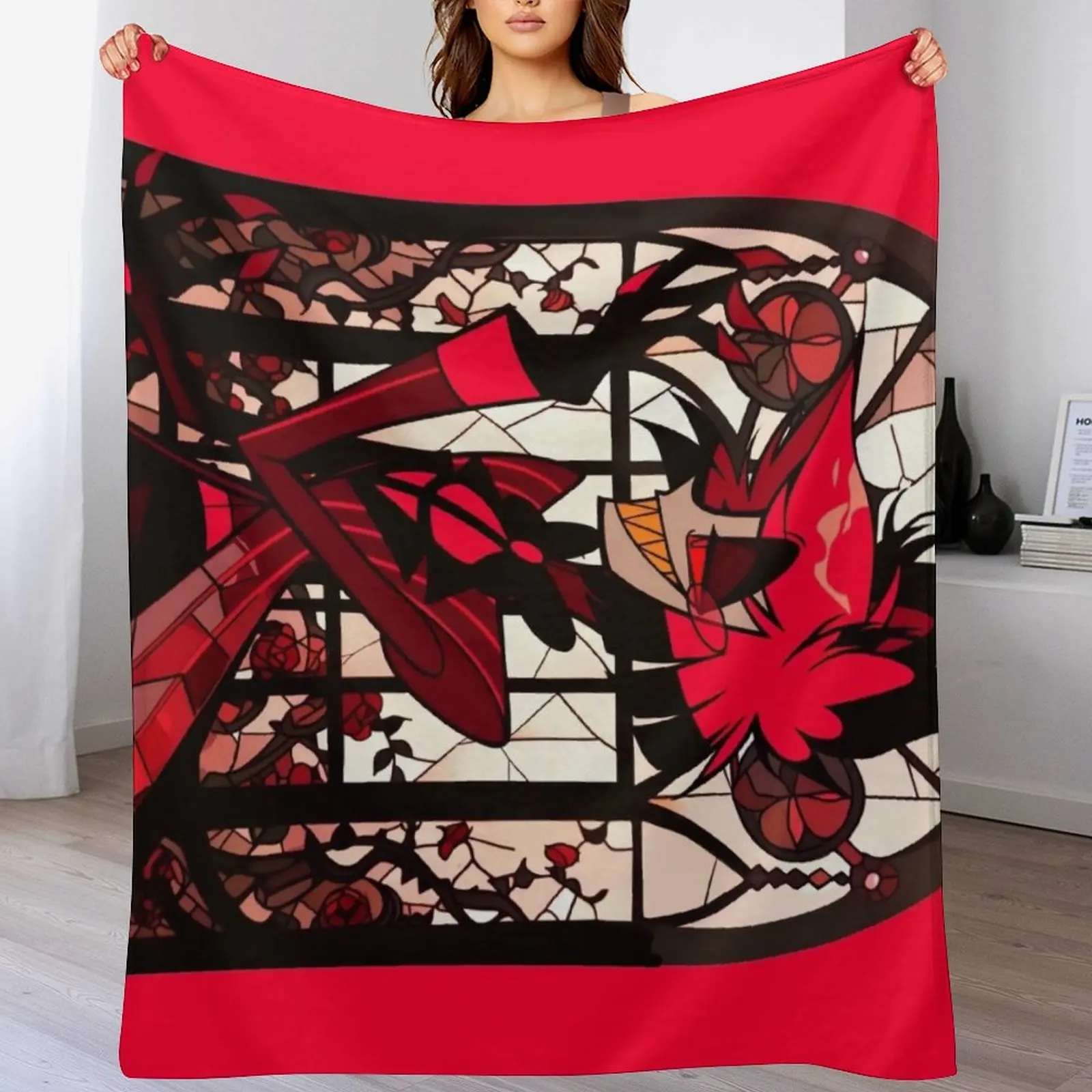 Stained Glass Alastor Throw Blanket Stylish Couch Blanket for Home Living Room