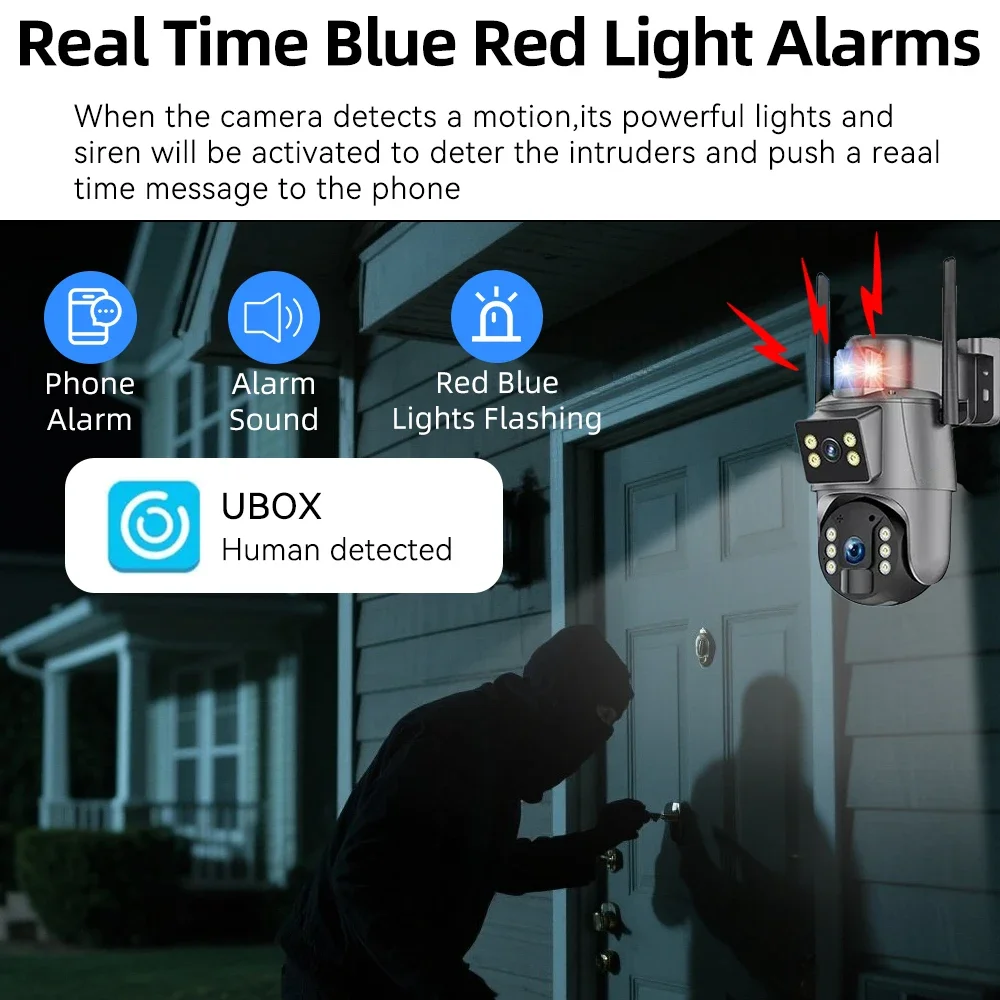 كاميرا Securexpert 8MP 4G تعمل بالطاقة الشمسية PTZ بعدسة مزدوجة 24/7 سجل AI كشف الإنسان اللون للرؤية الليلية البيانات اللاسلكية في الهواء الطلق CCTV WiFi #5